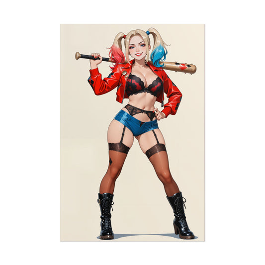 Harley Quinn Wall Art Print, Anime Waifu Poster, Comic Girl Room Decor