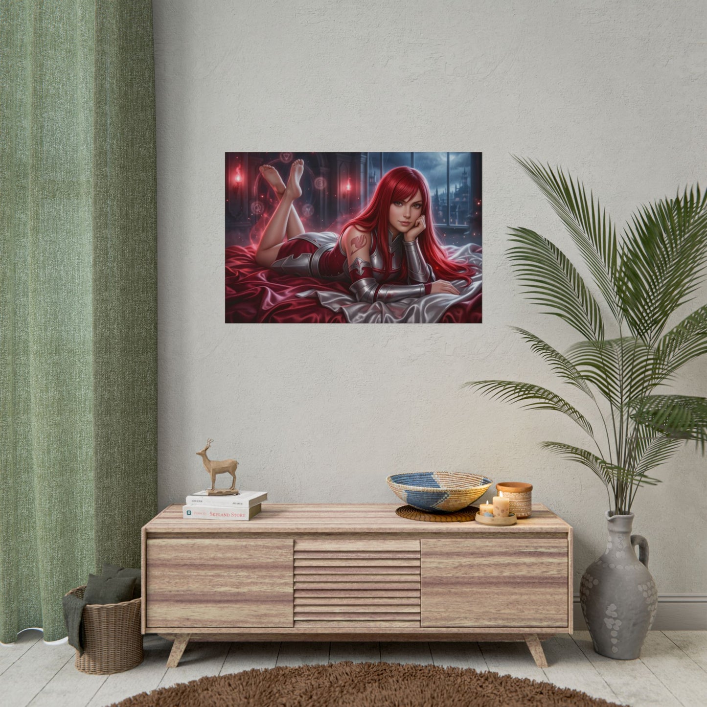 Erza Scarlet Poster, Anime Wall Art, Fantasy Print, Gamer Decor