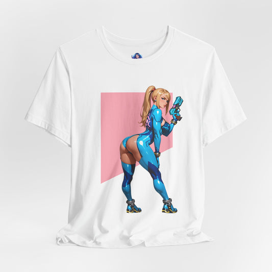 Samus Aran T-Shirt | Sci-Fi-Heldin-Shirt für Gamer und Otaku-Fans | Zero Suit Kriegerin-Shirt