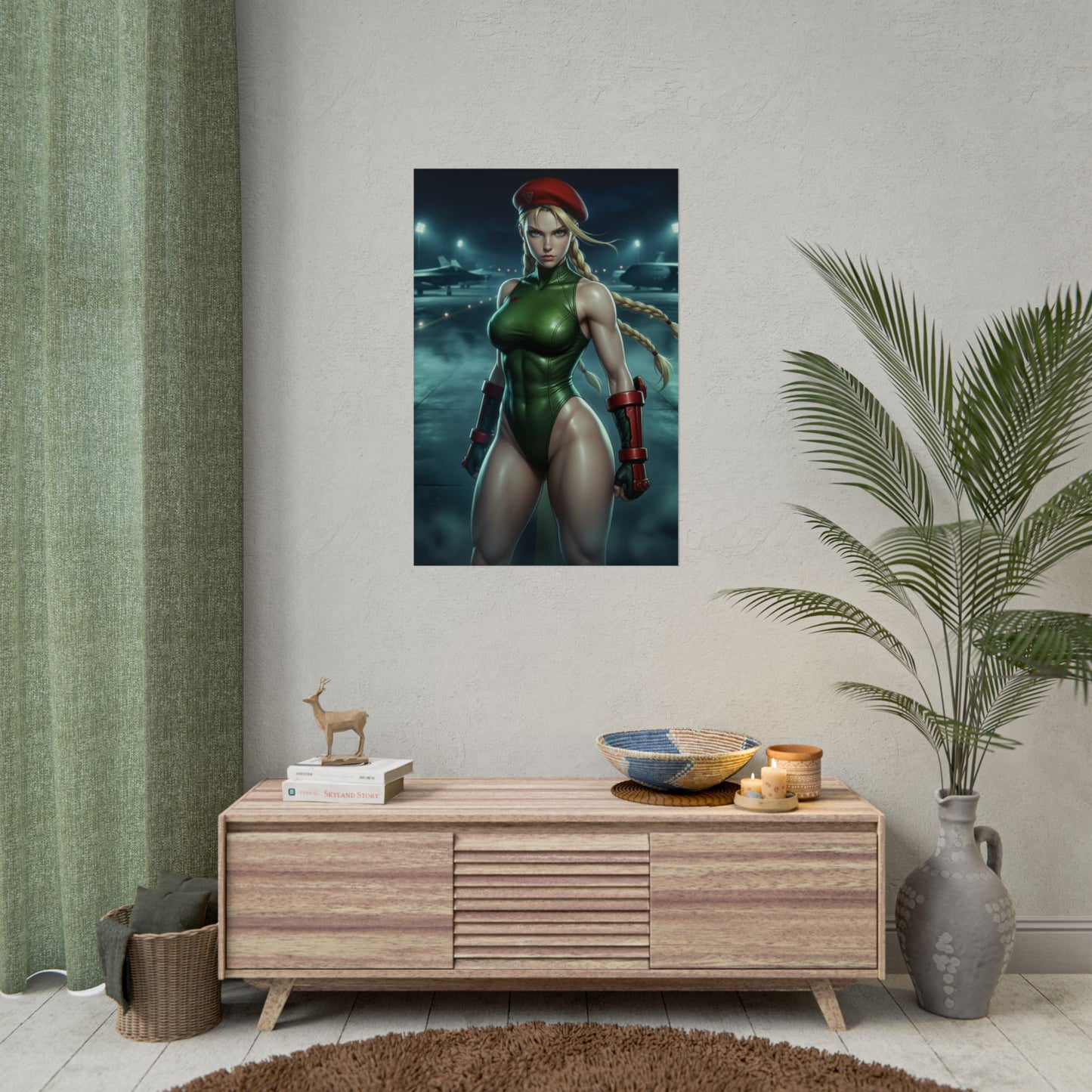 Cammy White Street Fighter Poster Fighter Woman Wall Art Green Outfit Soldier Girl Print Combat Character Gaming Room Decor Gift