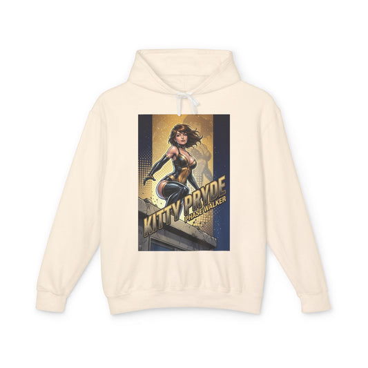Kitty Pryde Hoodie | Marvel Superhero Hoodie | Phase Walker Pullover - cream cotton pullover featuring Kitty Pryde Phasewalker comic art