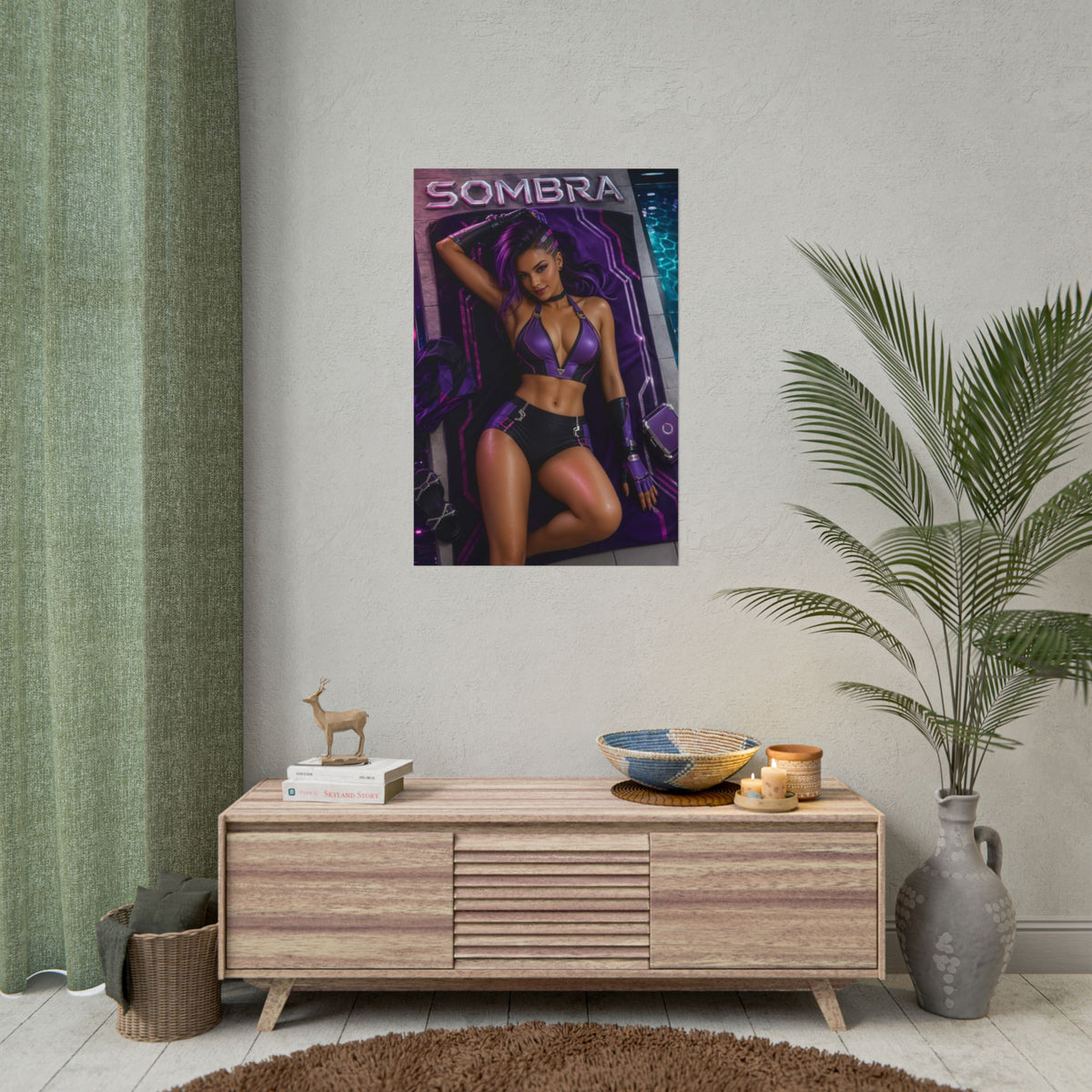 Sombra Overwatch Gaming Poster Wall Art Gamer Room Decor Collectible Print