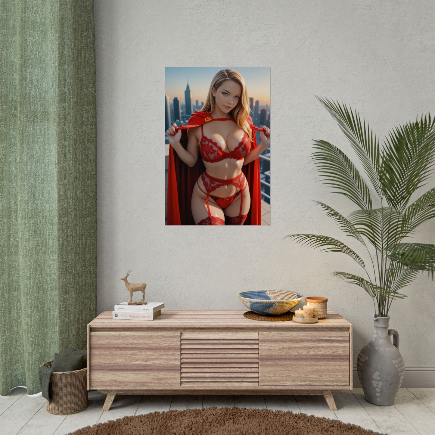 Плакат Супердівчини, художній принт блондинки з аніме-героєм, декор стін із коміксами Вайфу