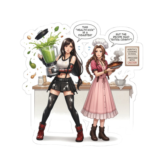 Tifa and Aerith Sticker – Fantasy Duo Vinyl Sticker for Laptops, Journals & Decor