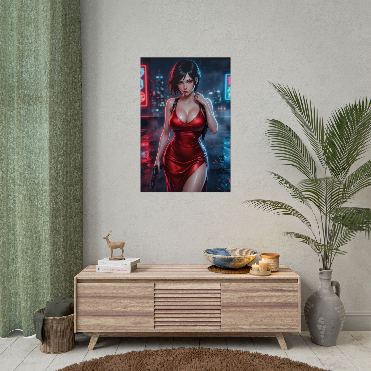 Ada Wong Resident Evil Poster Spy Woman Wall Art Red Dress Girl Print Action Character Gaming Room Decor Gift