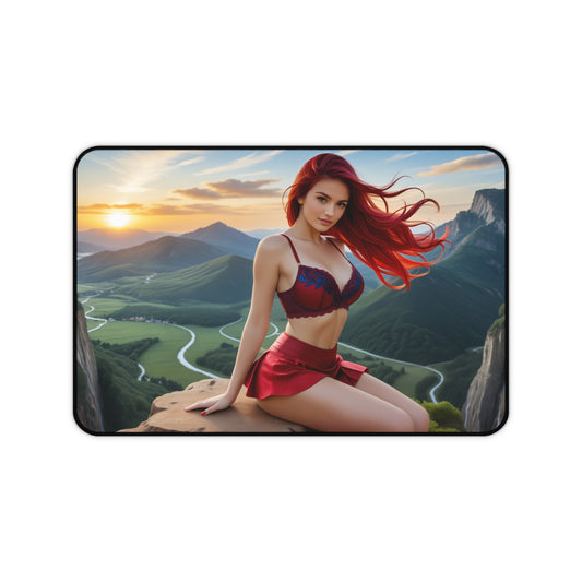 Erza Scarlet Desk Mat, Fairy Tail Mouse Pad, Anime Heroine Gamer Desk Decor featuring Erza Scarlet artwork on smooth glide surface