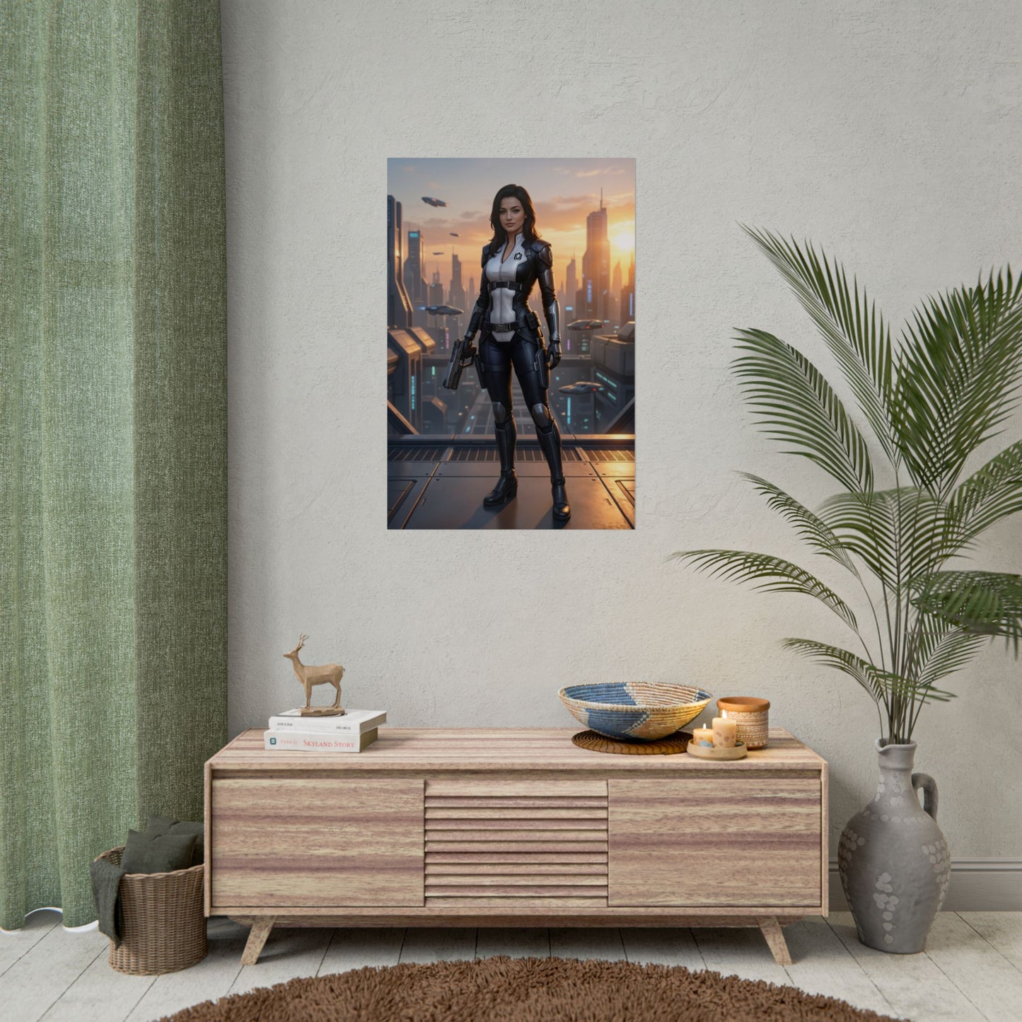 Miranda Lawson Poster, Mass Effect Art Print, Iconic Sci-Fi Character - poster on modern living room wall