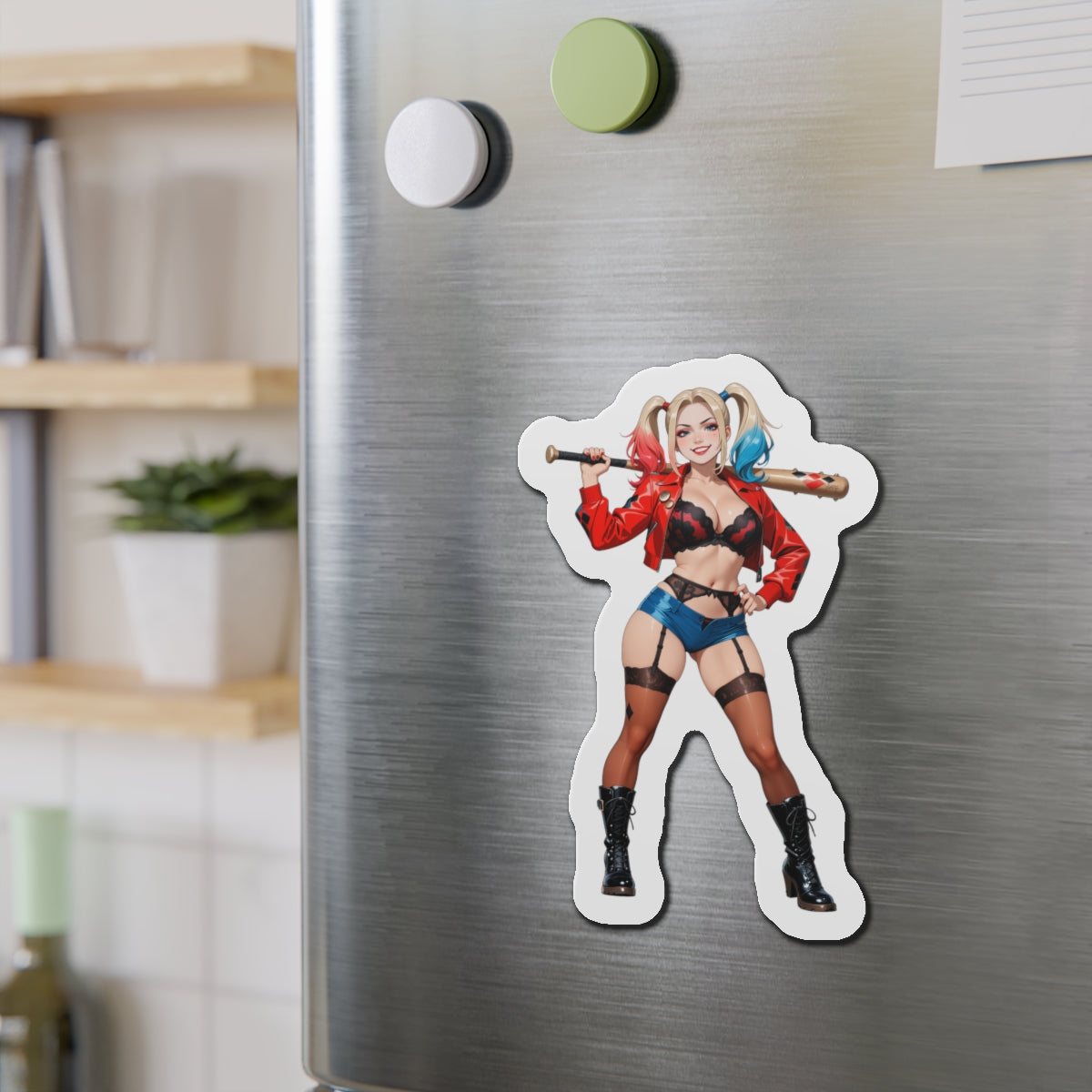 Harley Quinn Magnet – Anime-Bösewicht-Magnet, süße Comic-Kühlschrankdekoration