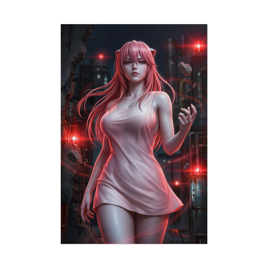Lucy Elfen Lied Poster Anime Horror Woman Wall Art Pink Hair Girl Print Dark Character Gaming Room Decor Gift