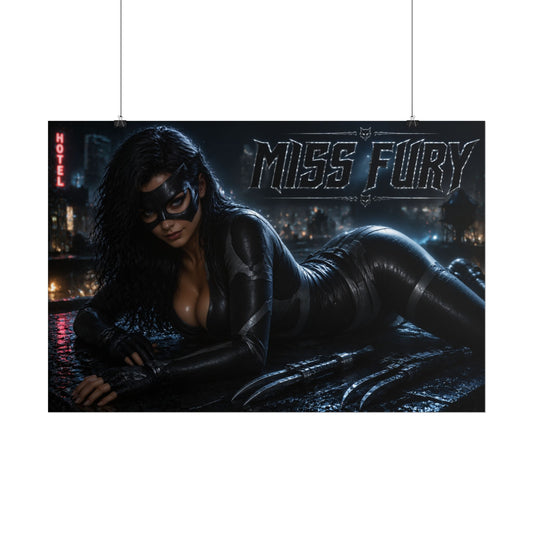 Comic Wall Art Miss Fury Poster Heroine Room Decor Collectible Character Print