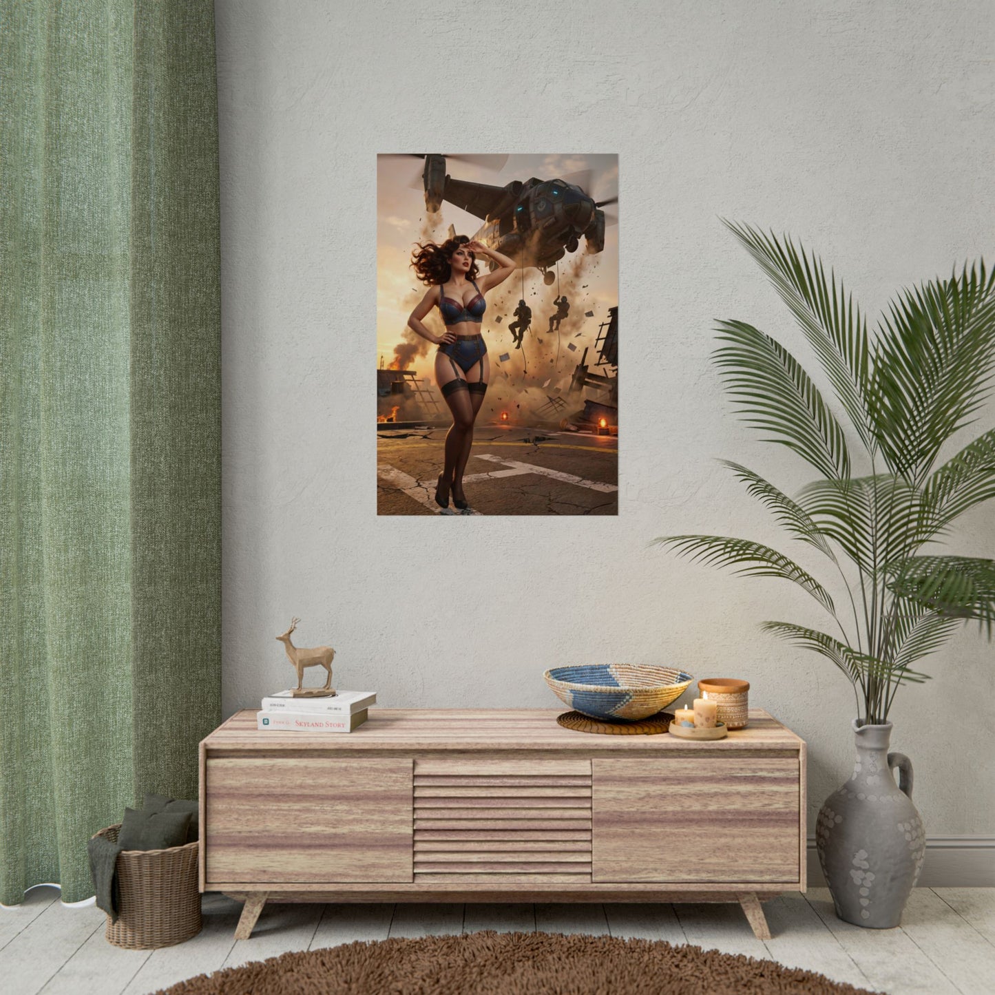 Fallout Action Woman Poster / Fallout Action Wall Art / Fallout Action Art Print / Fallout Poster - cinematic female hero poster in action scene