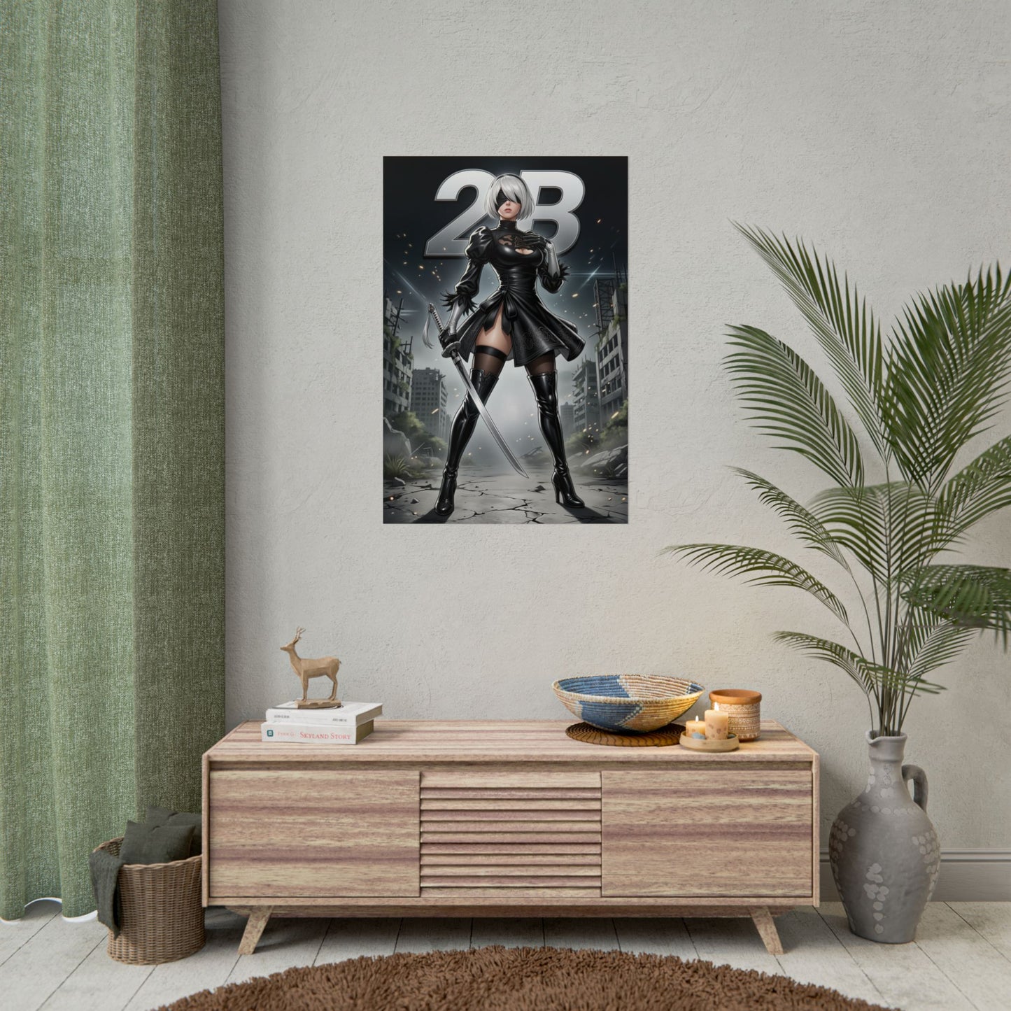 2B Nier Automata Art Print, Sci Fi Game Poster, Futuristic Woman Wall Decor, Gaming Room Setup, Gamer Gift