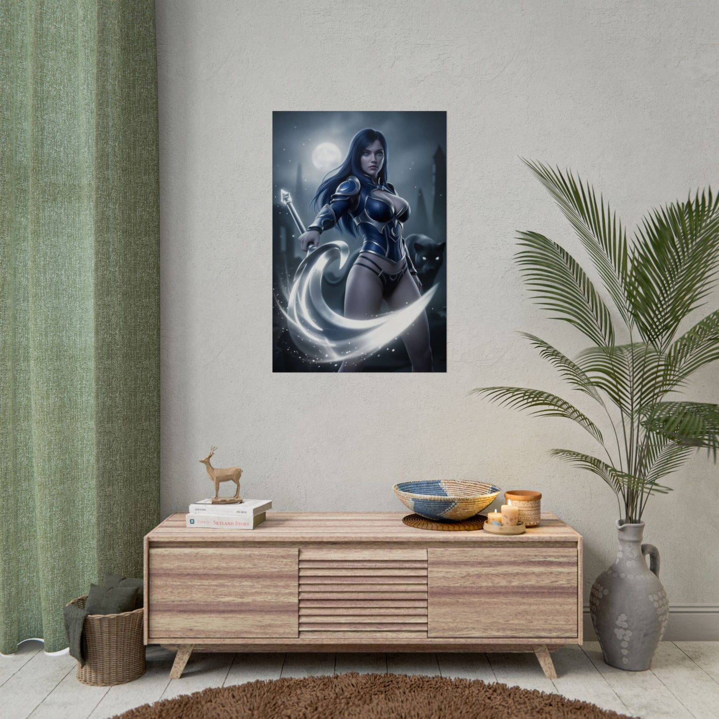 Luna Dota 2 Poster, Dota 2 Wall Art Print, Moon Rider Girl Decor, Fantasy Game Wall Art, Gamer Gift