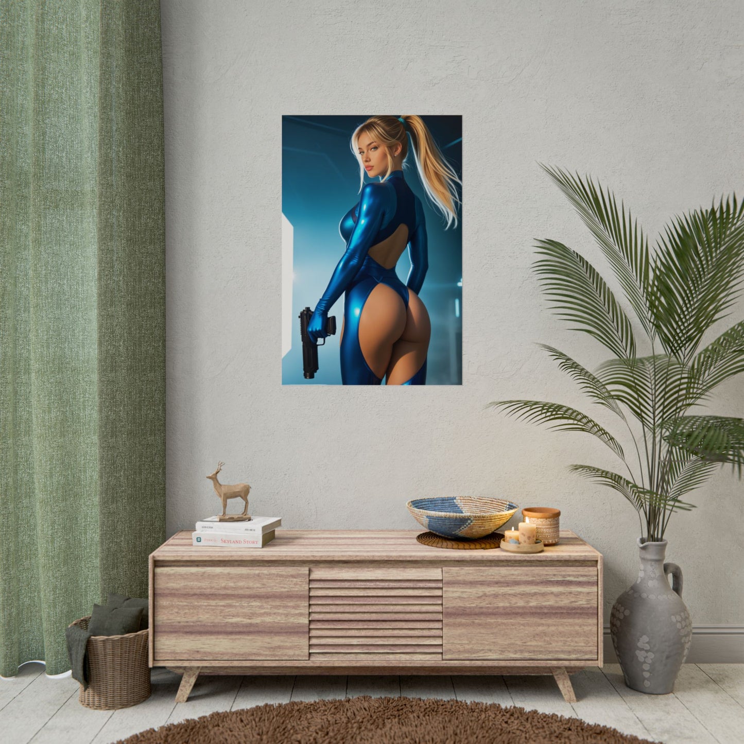 Samus Aran Wall Art Print, Futuristic Waifu Poster, Anime Girl Room Decor