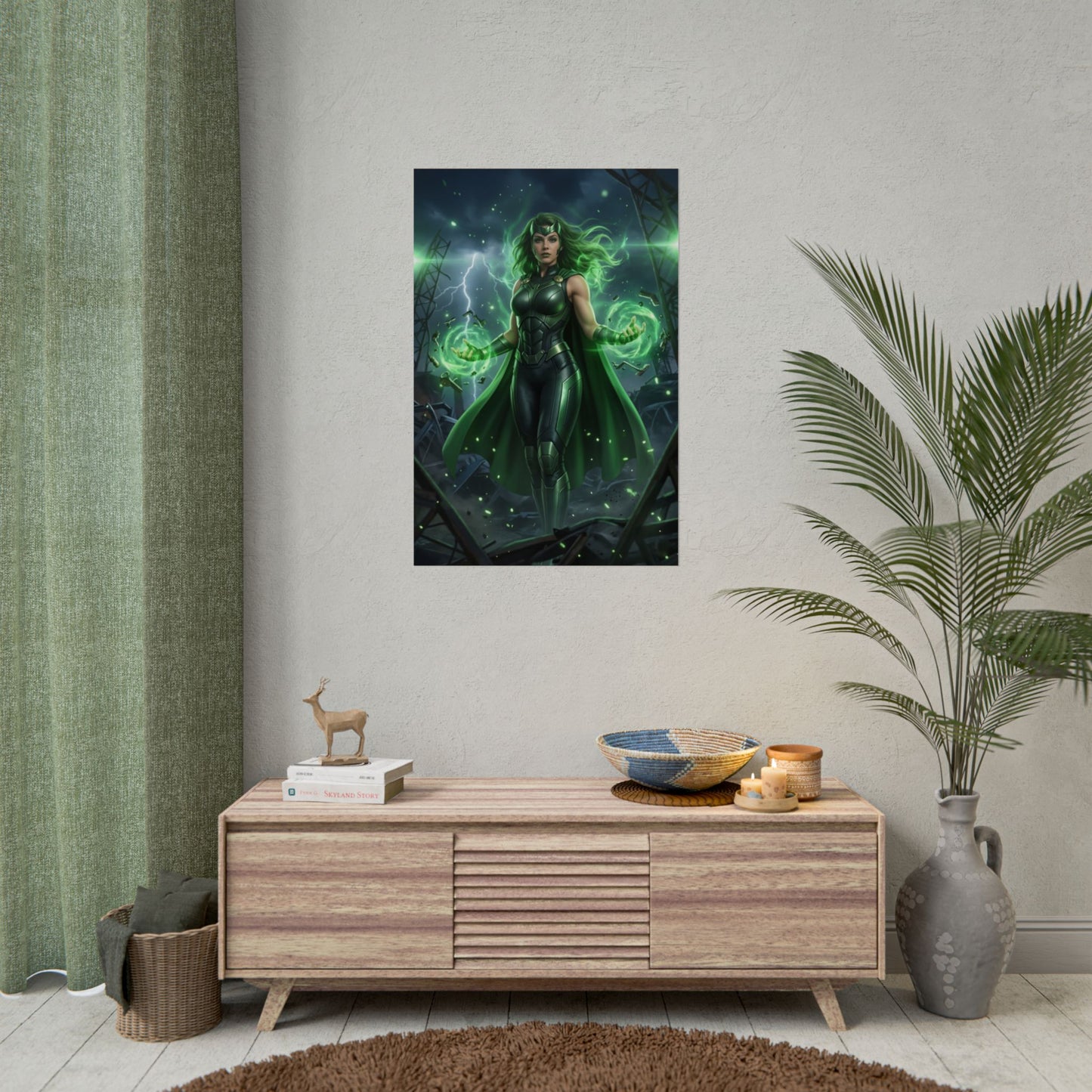 Polaris Poster, Marvel Art Print – Iconic Mutant Heroine Wall Art showing Polaris in green costume with magnetic energy, ideal for gamer rooms and collectors