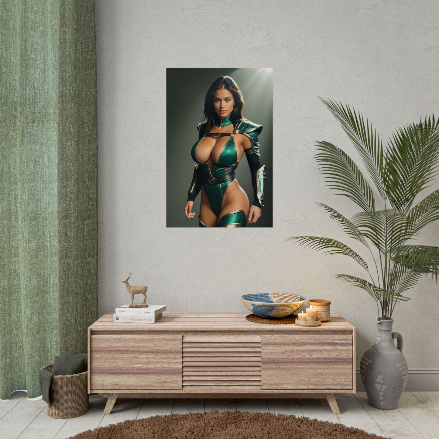 Настінне мистецтво фентезійного вайфу | Постер аніме з нефритом для геймерів та фанатів смертних