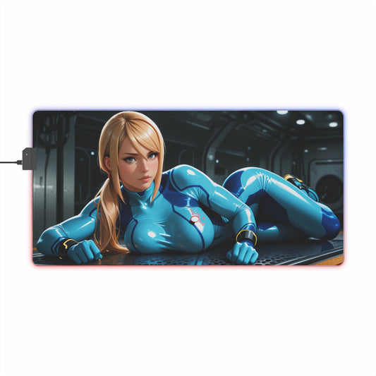 Samus Aran RGB Mouse Pad – Sci-Fi Illuminated Desk Mat, Gamer Setup