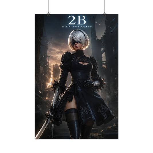 2B Nier Automata Poster, Gaming Wall Art, Sci Fi Print, Gamer Decor