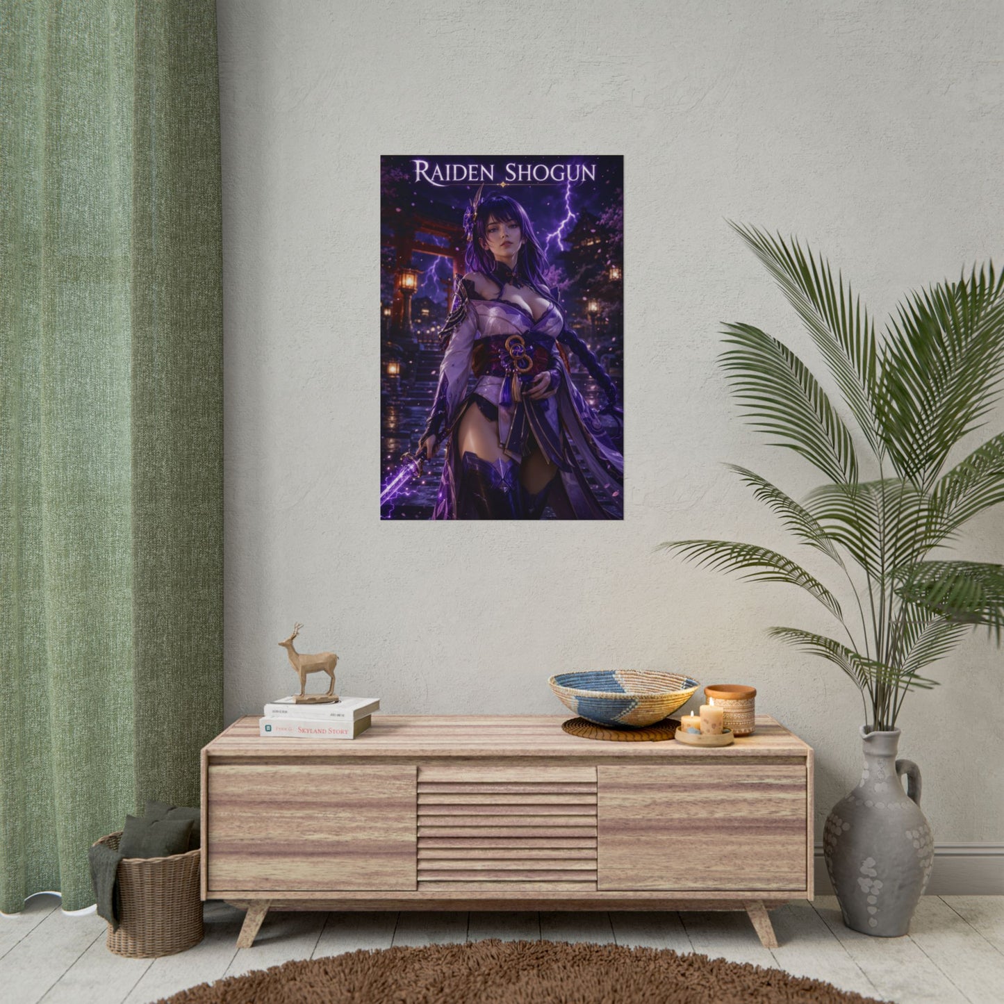 Raiden Shogun Poster, Genshin Impact Wall Art, Anime Print, Gamer Decor