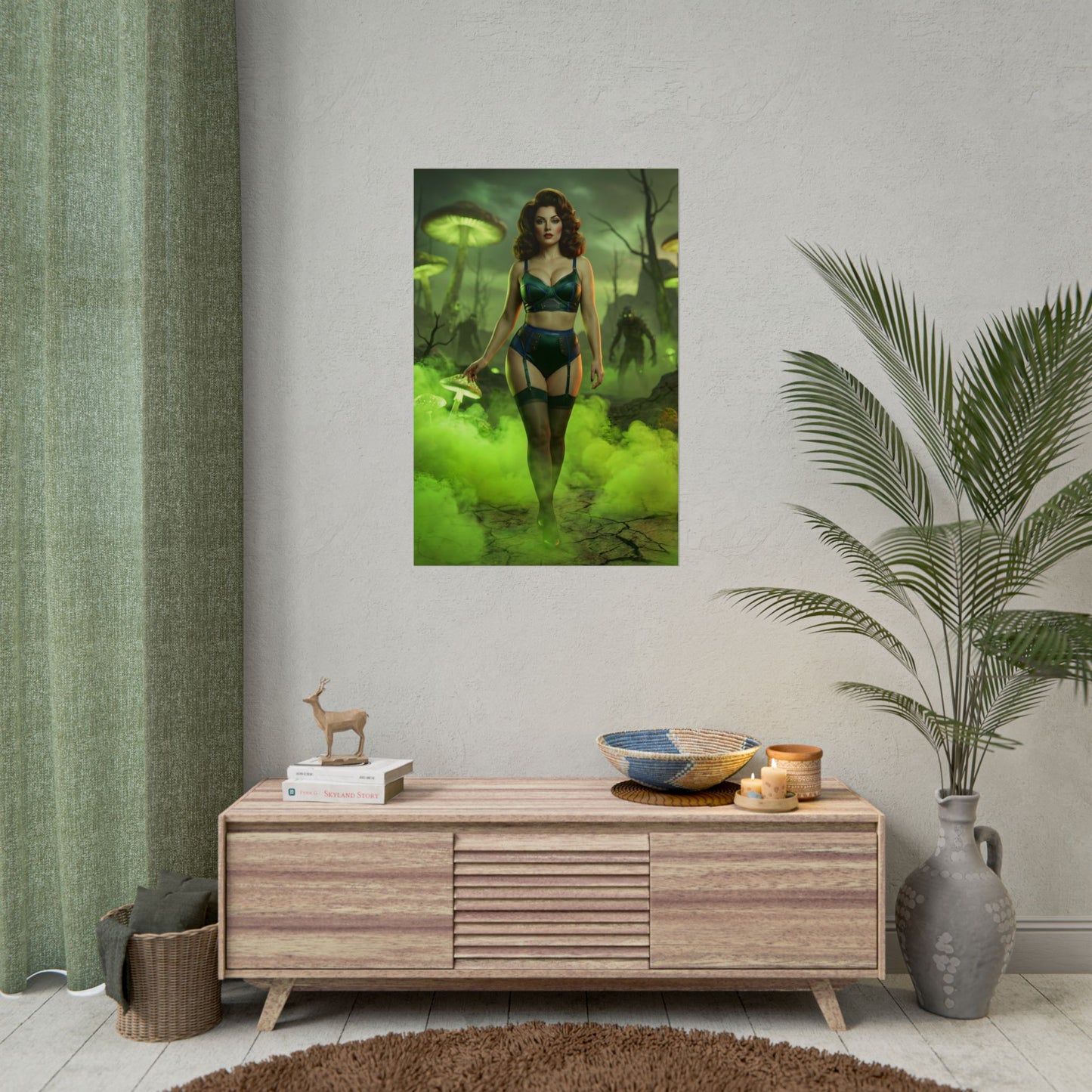 Fallout Toxic Beauty Poster / Fallout Toxic Wall Art / Fallout Toxic Art Print / Fallout Poster showing a confident woman amid glowing green toxic fog