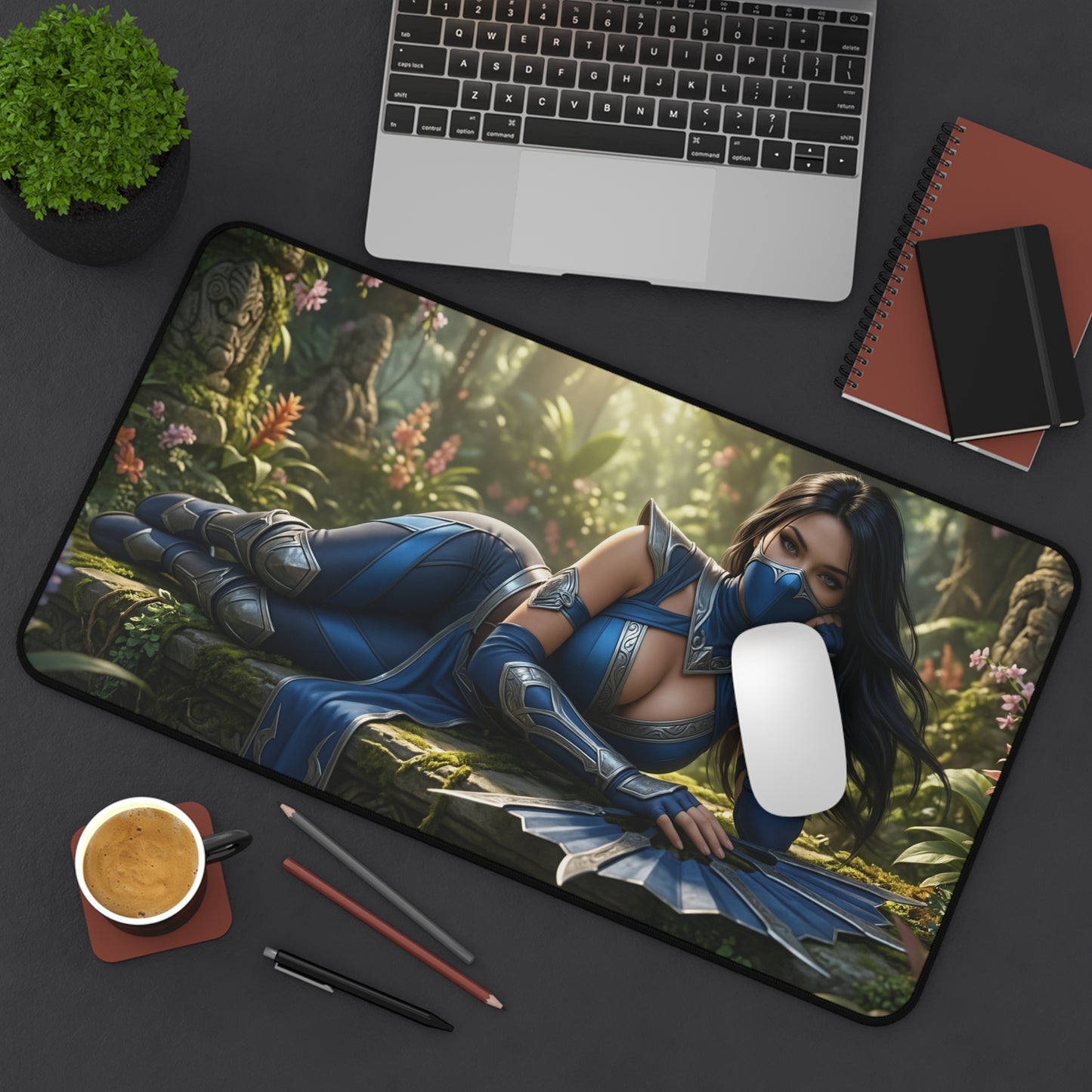 Kitana Gaming Mouse Pad, Mortal Kombat Desk Mat, Edenian Princess Fighter Setup - premium HD artwork on large gaming desk mat