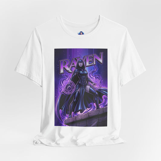 Raven T-Shirt | DC Comics Anime Tee for Gamers & Fans - purple Raven illustration on Bella Canvas 3001 unisex tee