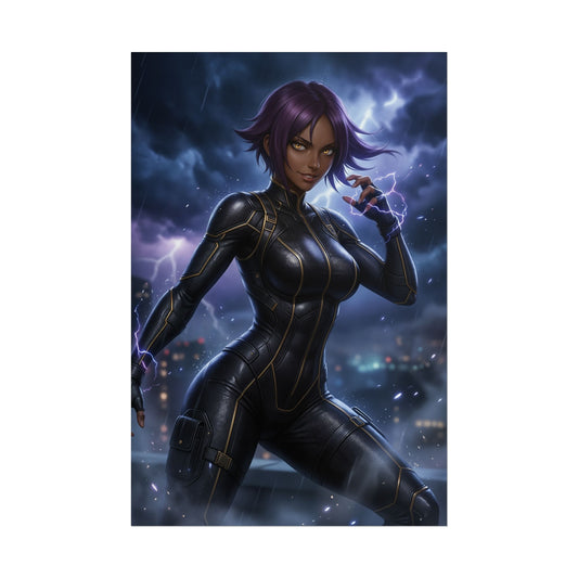 Yoruichi Poster Bleach Wall Art Anime Woman Print Purple Hair Girl Decor Ninja Cat Form Artwork Gamer Room Gift
