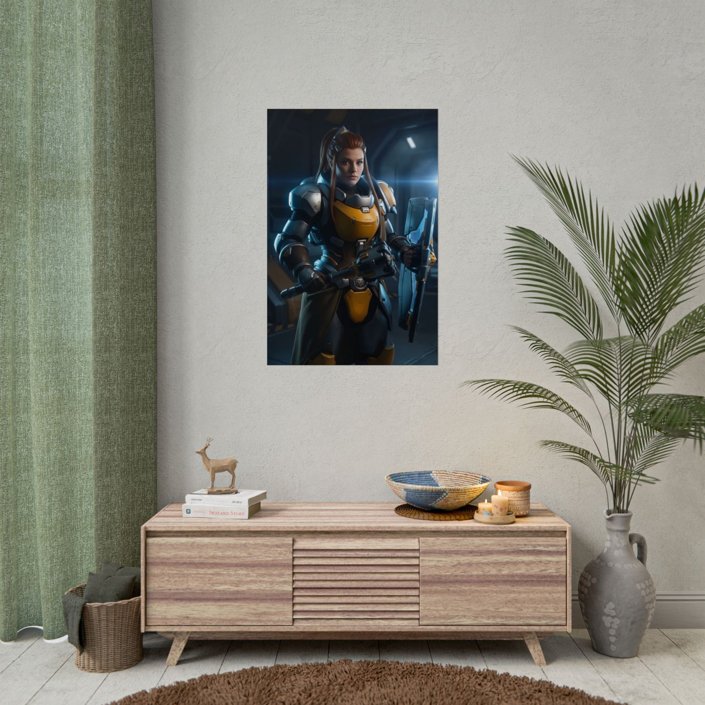 Brigitte Poster, Overwatch Art Print – Iconic Support Heroine Wall Art - framed gaming room wall decor featuring armored support heroine