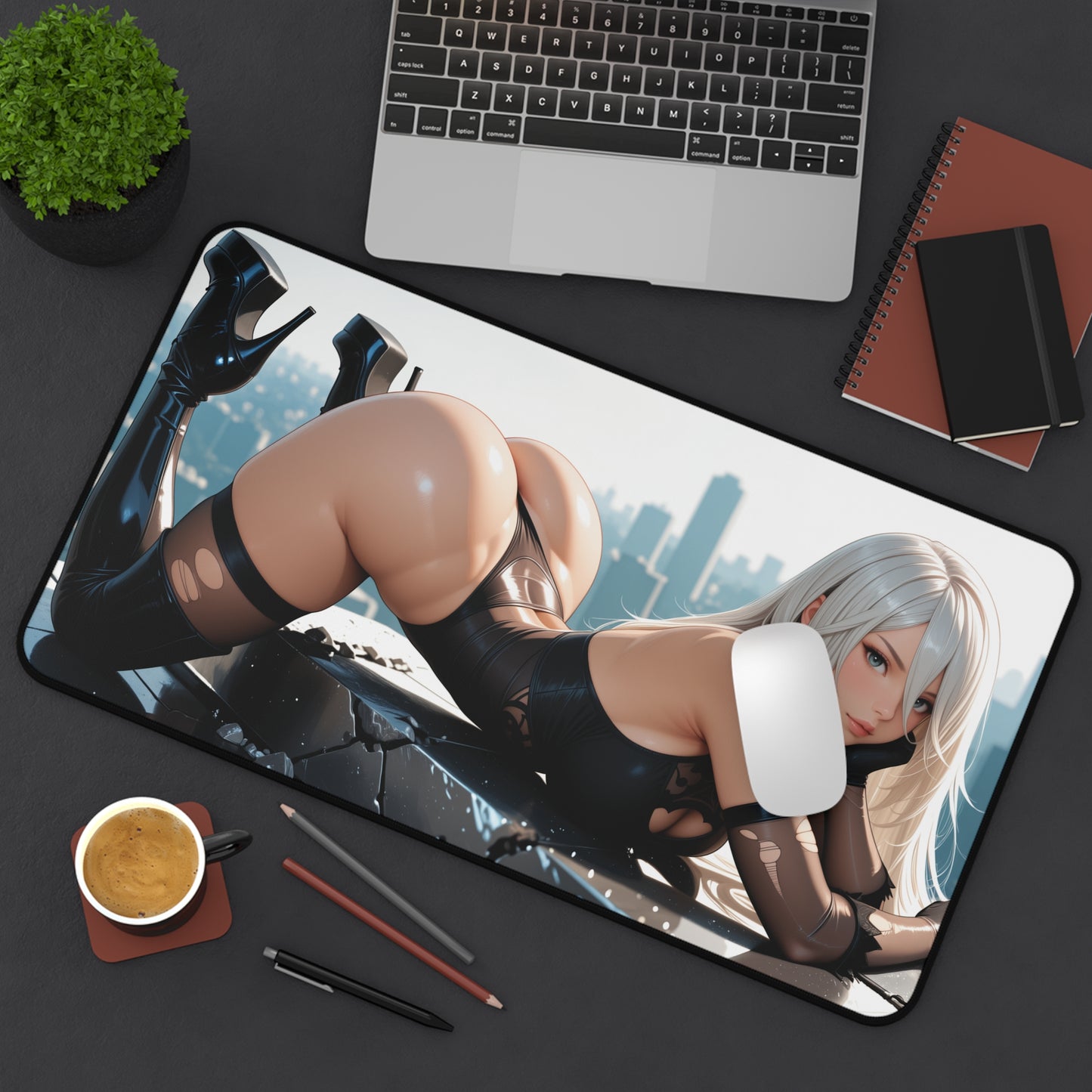 Gaming Mouse Pad – 2B Desk Mat, Nier Automata Anime Girl, Sci-Fi Battle Setup