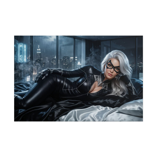Black Cat Poster, Comic Wall Art, Superhero Print, Room Decor