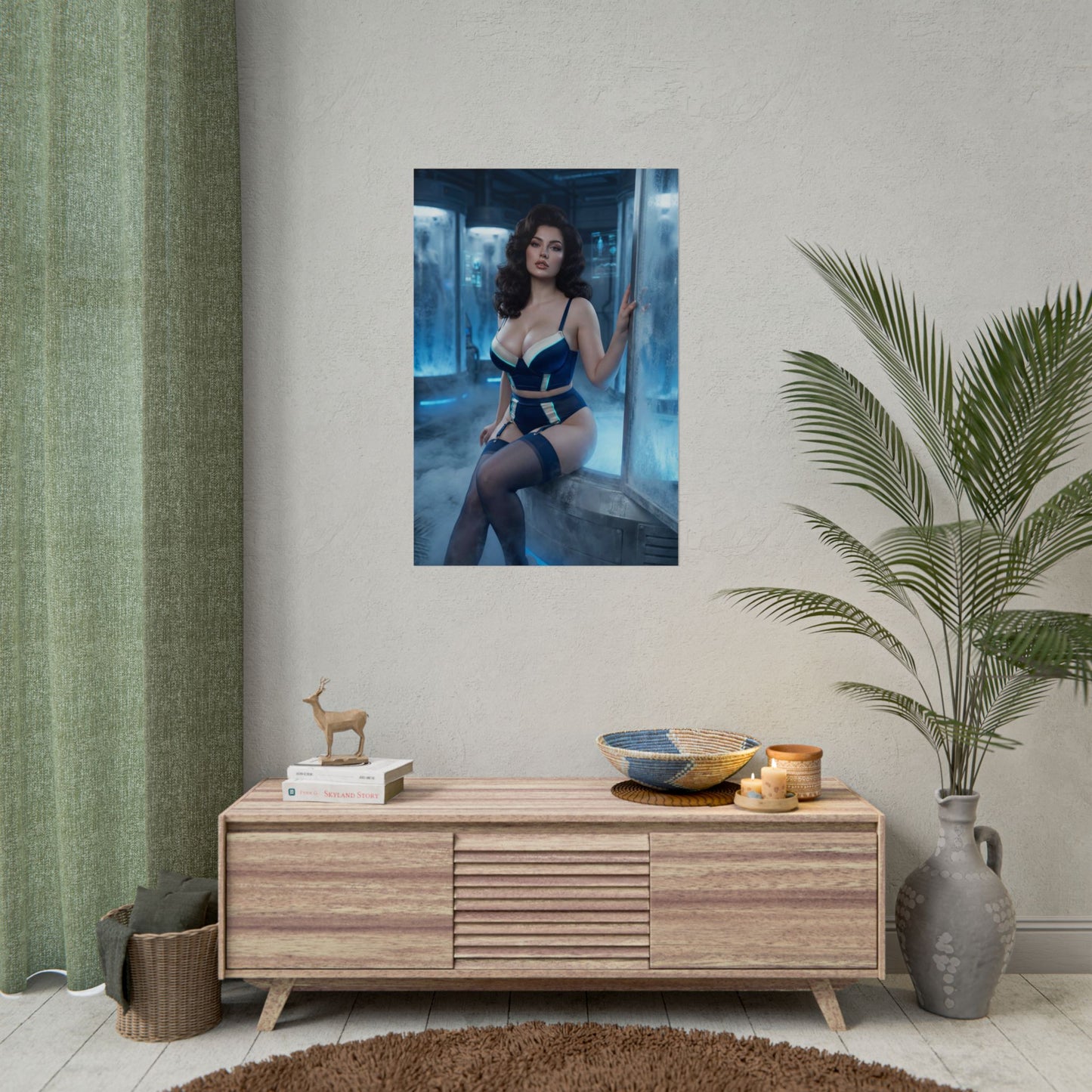 Fallout Vault Siren Poster / Fallout Vault Wall Art / Fallout Vault Art Print / Fallout Poster - moody Fallout woman in vault chambers, confident pose