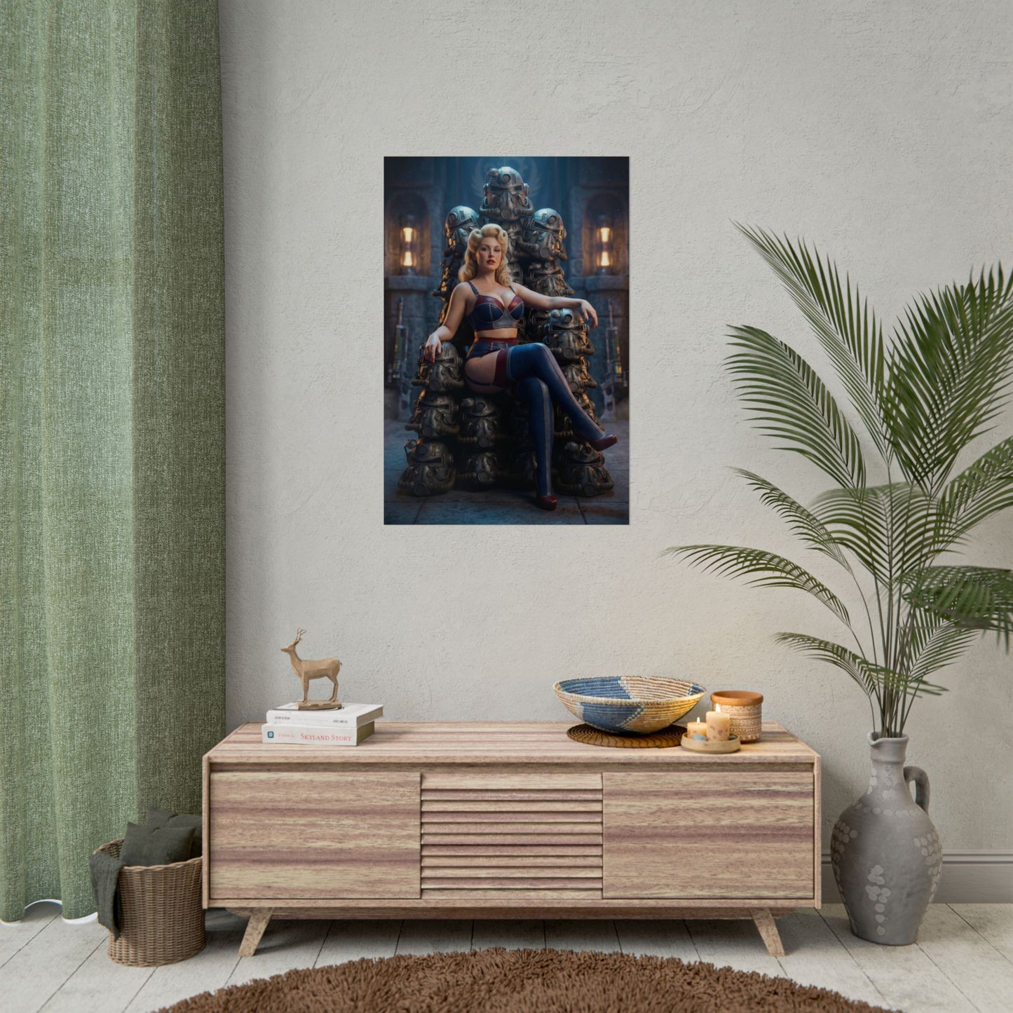 Fallout Woman Poster / Fallout Female Wall Art / Fallout Woman Art Print / Fallout Poster - powerful seated Fallout woman pin-up style art