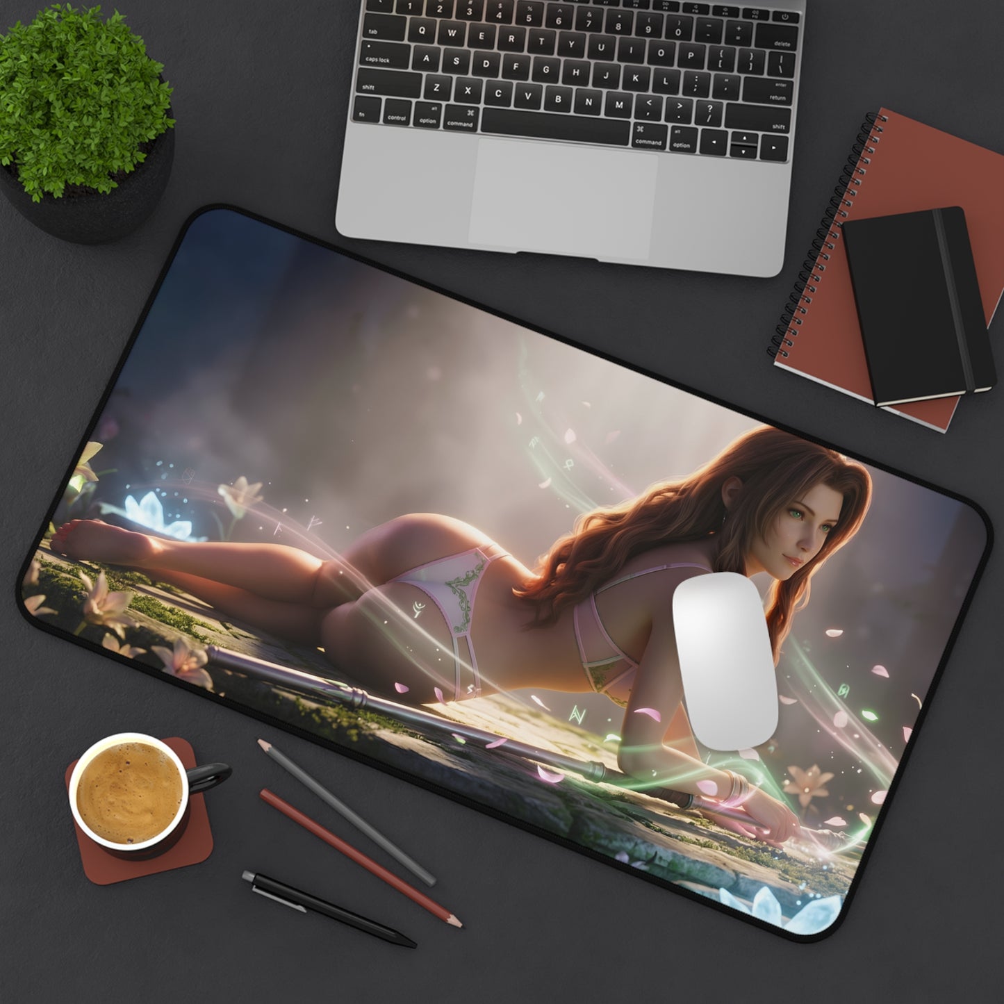 Aerith Gainsborough Mouse Pad – Fantasy RPG Gaming Mouse Pad, Stylish Gamer Desk Decor featuring elegant character art on premium stitched mouse pad