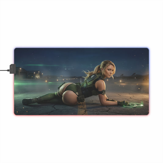 Mortal Kombat Mouse Pad, Sonya Blade LED RGB Desk Mat, Gift for Gamer, Fighting Game Room Decor - Sonya Blade tactical art on RGB gaming desk mat