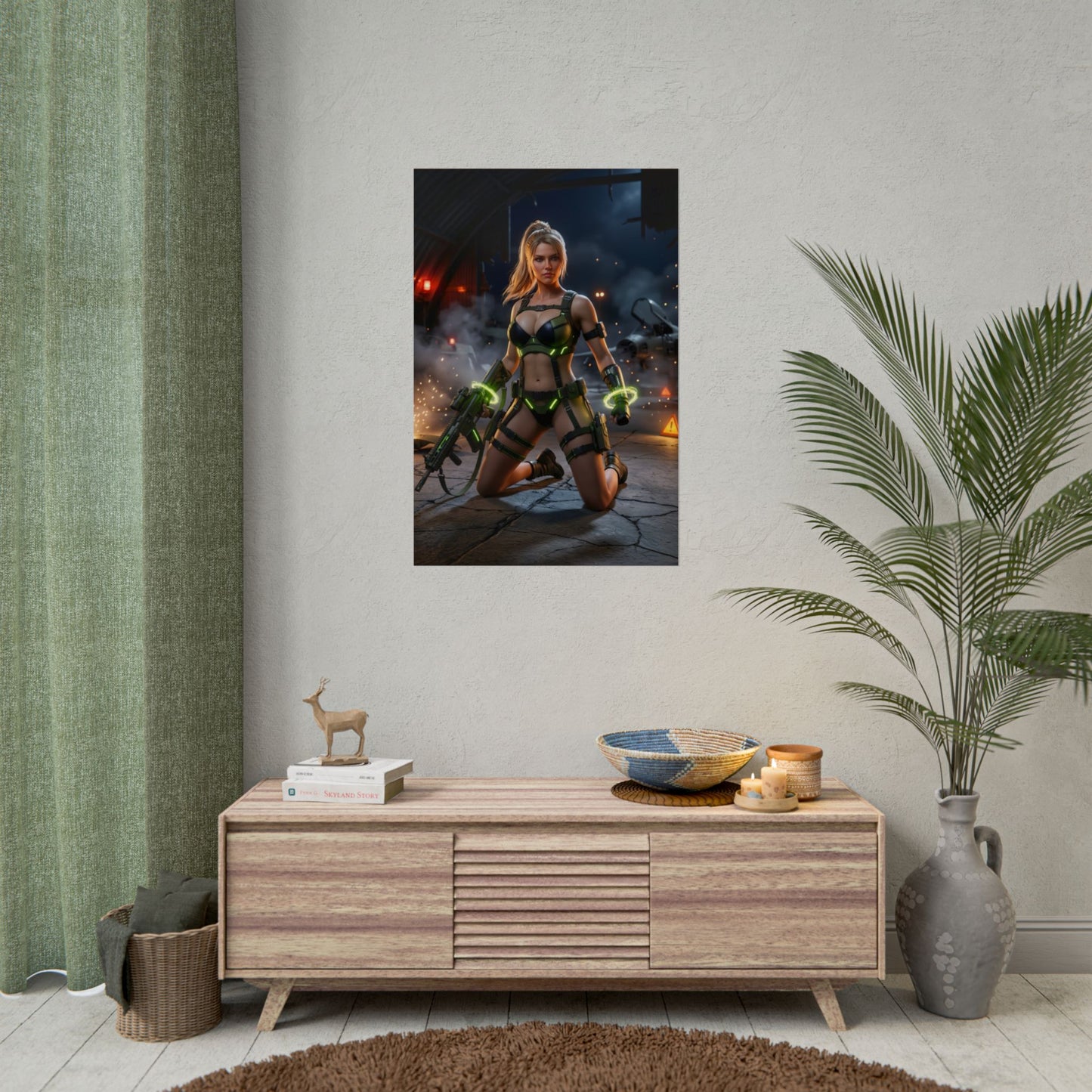 Sonya Blade Poster / Sonya Blade Wall Art / Sonya Blade Art Print / Mortal Kombat Poster - dynamic Sonya Blade combat hangar art print