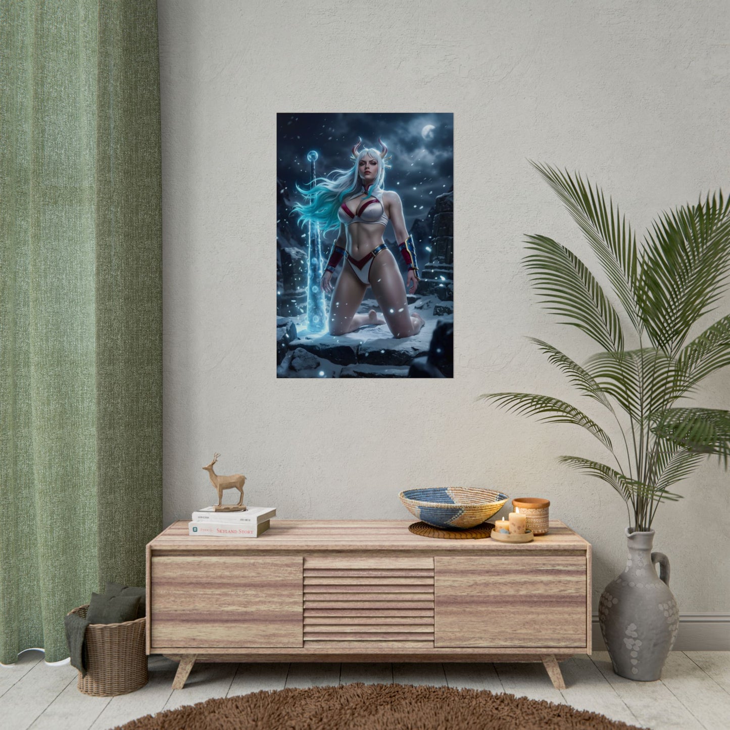 Yamato Poster / Yamato Wall Art / Yamato Art Print / One Piece Poster — dramatic Yamato warrior in icy landscape, bold silhouette and epic anime energy