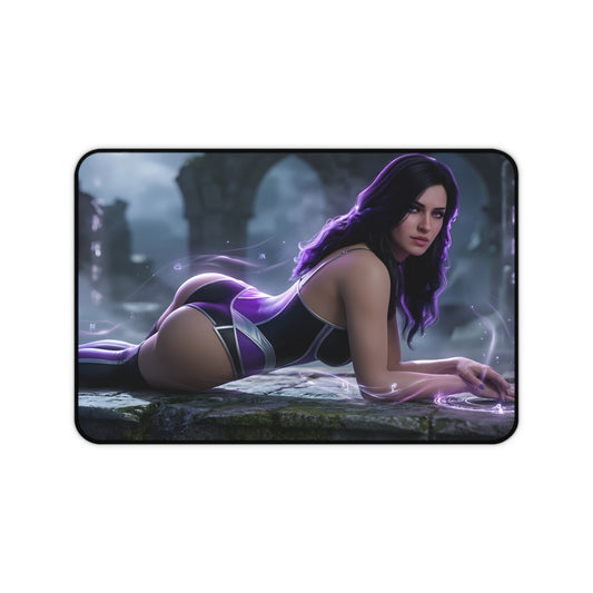 Yennefer Mouse Pad – Fantasy Sorceress Gaming Mouse Pad, Stylish Gamer Desk Decor featuring reclining sorceress artwork on premium stitched gaming mouse pad