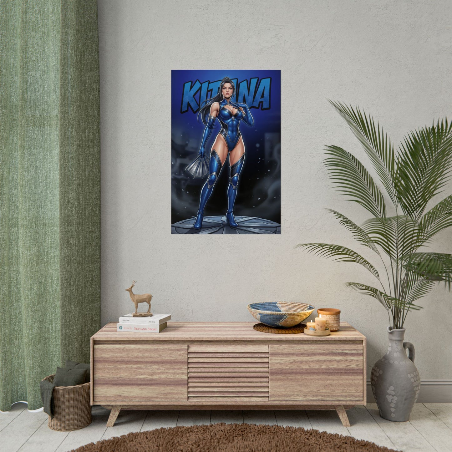 Kitana Mortal Kombat Poster, Mortal Kombat Wall Art, Blue Ninja Girl Print, Fighting Game Wall Art, Gamer Gift