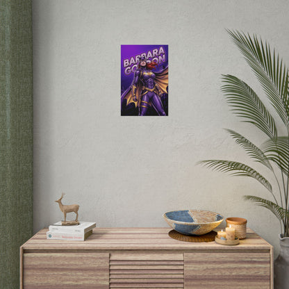 Batgirl Poster / Batgirl Wall Art / Batgirl Art Print / DC Comics Poster - Barbara Gordon in purple dynamic night-city illustration