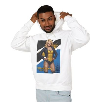 Black Canary Hoodie | DC Comics Hoodie | Anime Superheroine Pullover - white pullover with anime-style Black Canary graphic