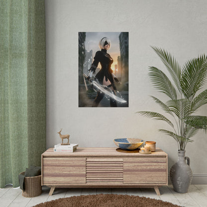 2B Nier Automata Art Print, Sci Fi Game Poster, Android Woman Wall Decor, Gamer Room Setup, Gift for Gamer