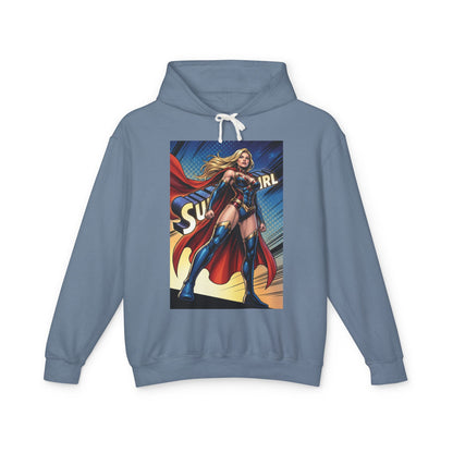 Supergirl Hoodie | DC Superhero Hoodie | Girl of Steel Pullover — blue pullover with bold comic Supergirl artwork front print
