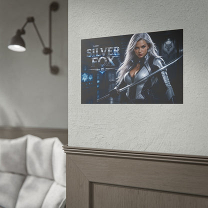 Silver Fox Character Poster Comic Style Wall Decor Bedroom Collector Gift