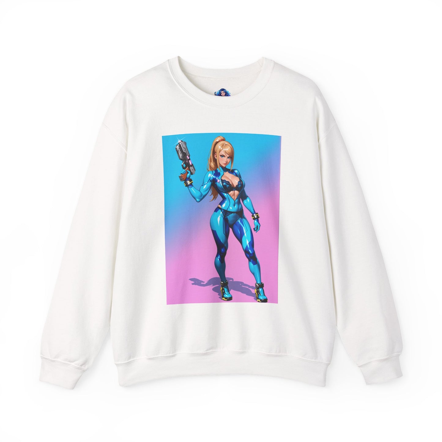 Samus Aran Sweatshirt, Power Suit Rundhalsausschnitt, Premium Sci-Fi Gaming Streetwear
