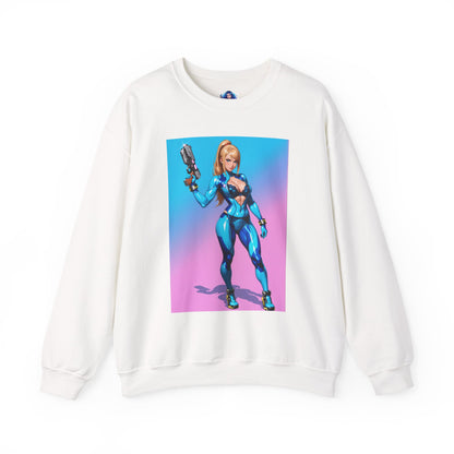 Samus Aran Sweatshirt, Power Suit Rundhalsausschnitt, Premium Sci-Fi Gaming Streetwear