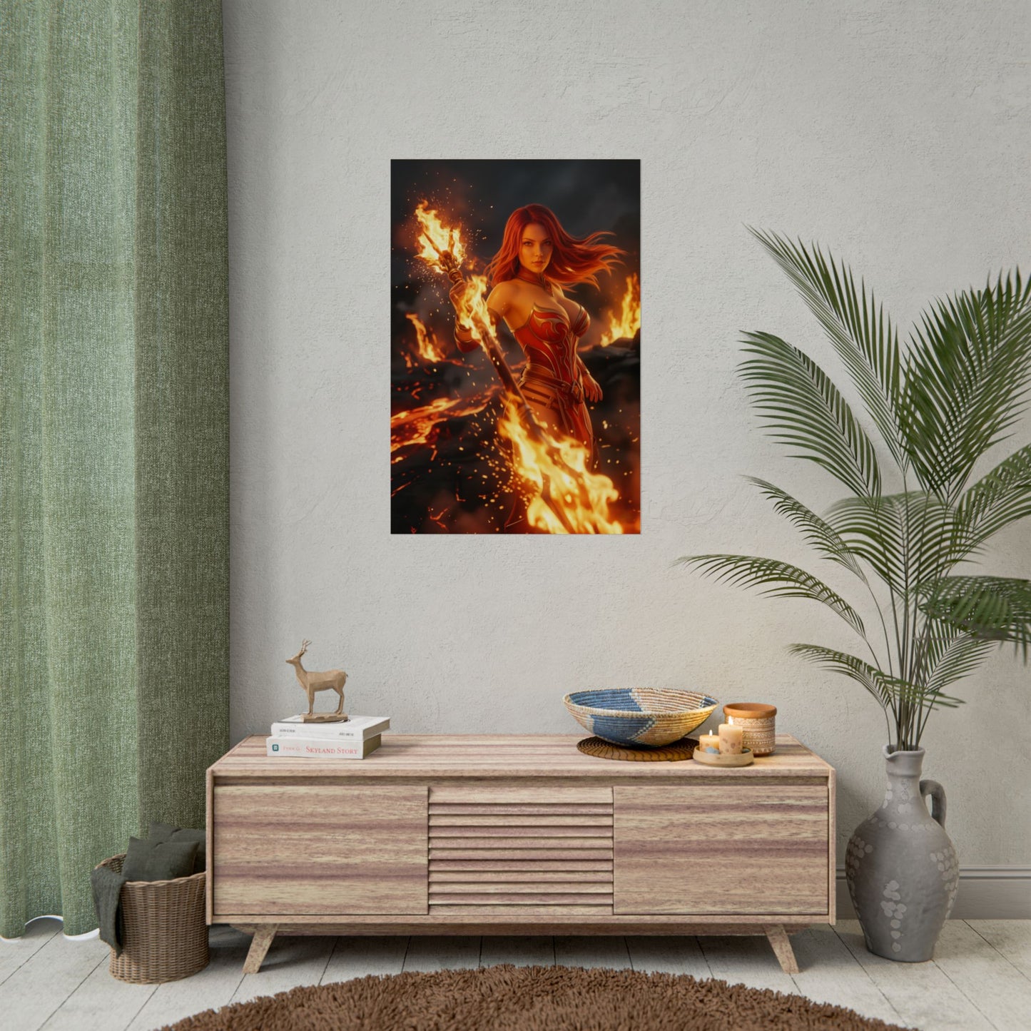 Lina Dota 2 Poster, Dota 2 Wall Art Print, Fire Mage Girl Decor, MOBA Game Artwork, Gamer Room Poster