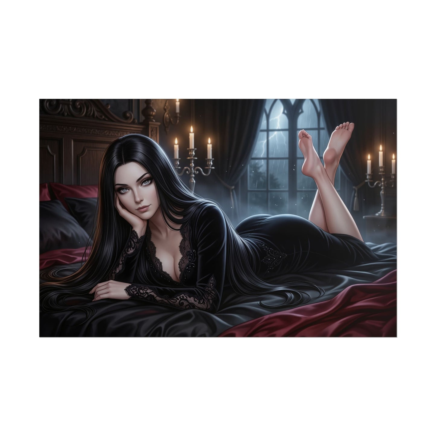 Morticia Addams Poster, Gothic Wall Art, Horror Print, Room Decor