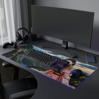 Nezuko Kamado Schreibtischunterlage – LED RGB-Pad, Gentle Waifu Anime Girl Gaming Setup