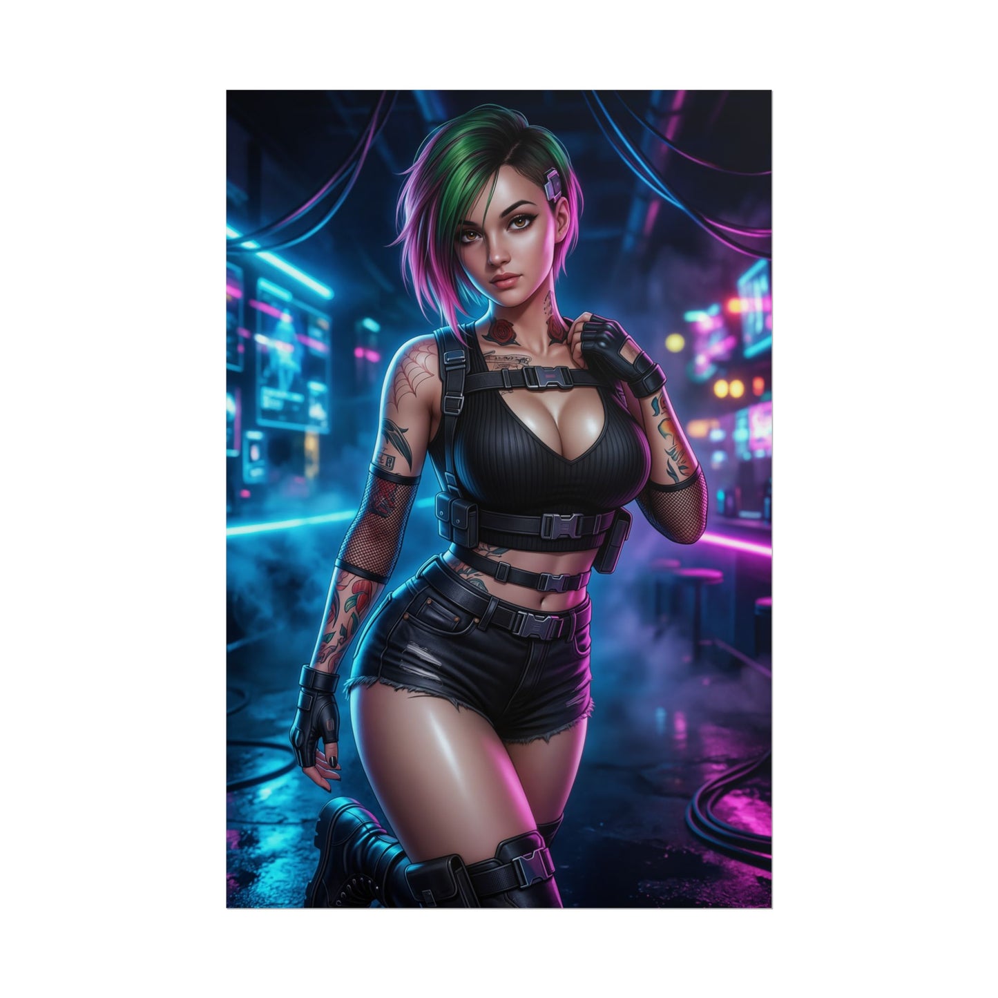 Judy Alvarez Cyberpunk 2077 Poster Futuristic Woman Wall Art Tech Girl Print Neon Character Gaming Room Decor Gift