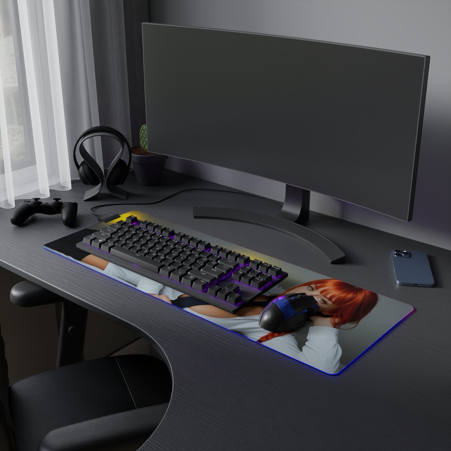 Килимок для столу Makima – світлодіодний RGB-підсвітлювальний килимок, ігровий комплект для дівчат з аніме Waifu